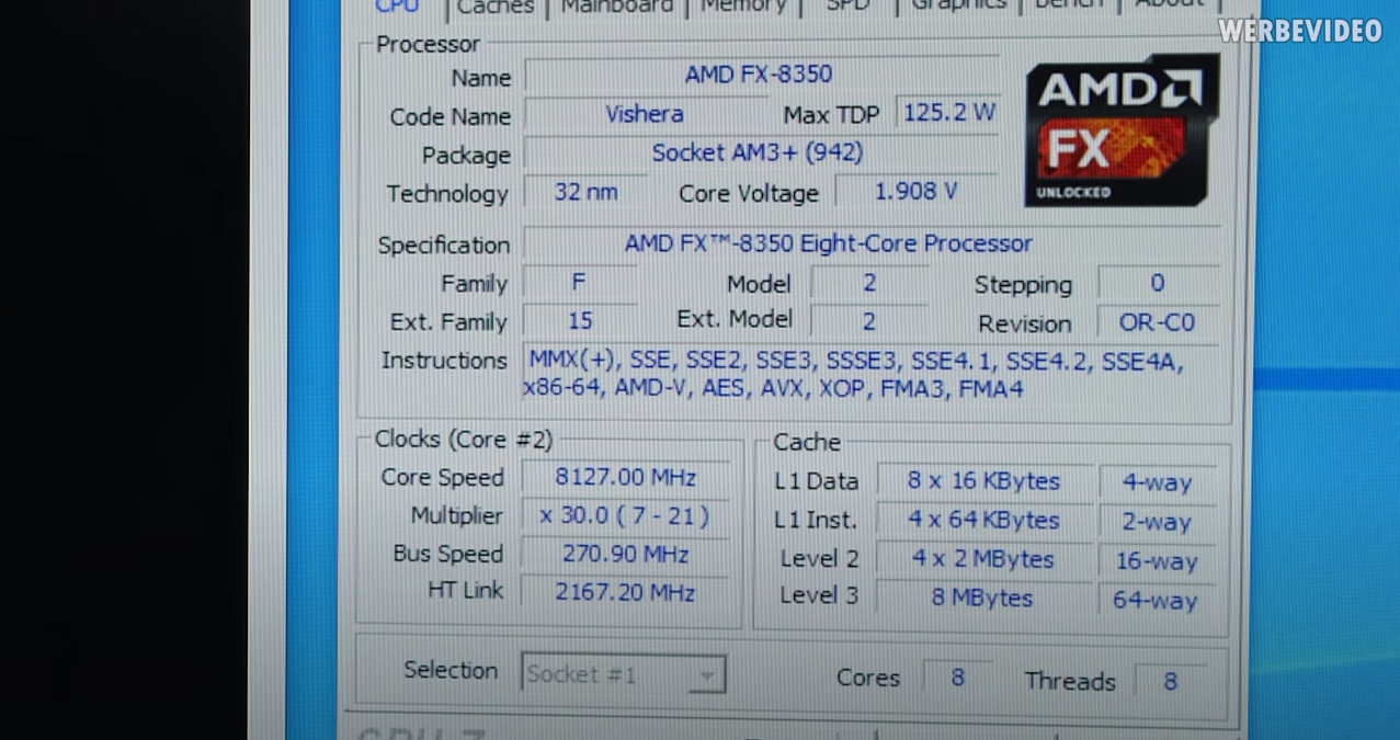 FX-8350 Đạt mức xung 8.1GHz 