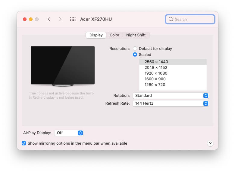 có vẻ các máy Mac M1 hỗ trợ tần số quét trên 60 Hz.