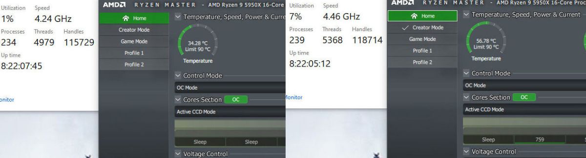 Thử nghiệm trên Ryzen 9 5950X cho thấy nhiệt độ giảm 22 độ ngay sau khi tắt EGL