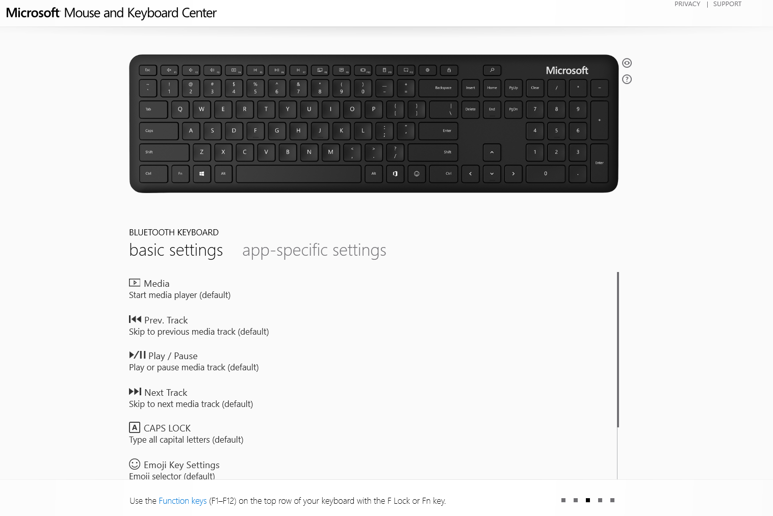 Tuỳ chỉnh chức năng bàn phím trong Mouse Keyboard Center Microsoft