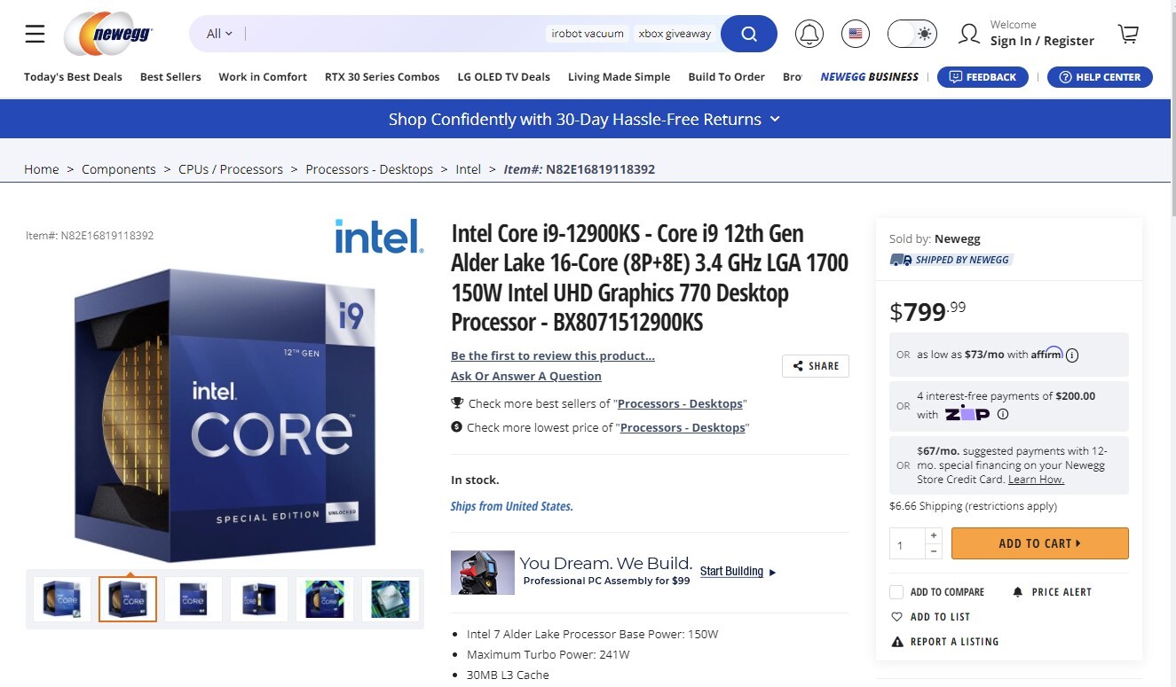 Intel bắt đầu bán CPU thế hệ thứ 12 mạnh nhất của mình là i9 - 12900KS